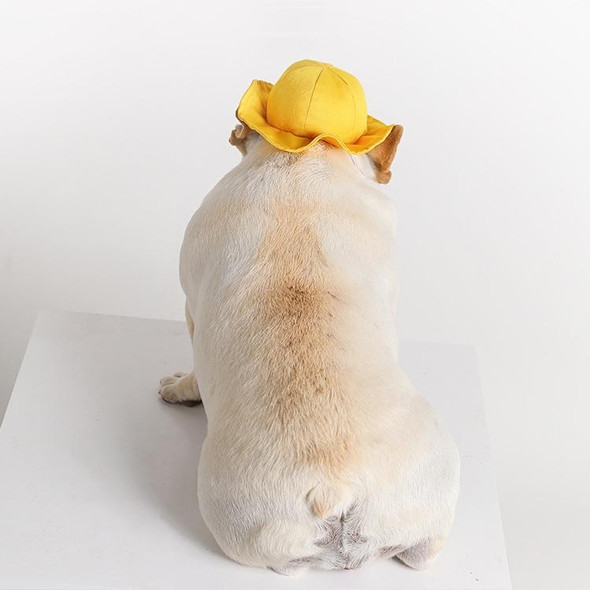 2 PCS Dog Hat Summer Cool Photo Decoration Pet Cat Sun Hat, Size: S(Yellow Grid)