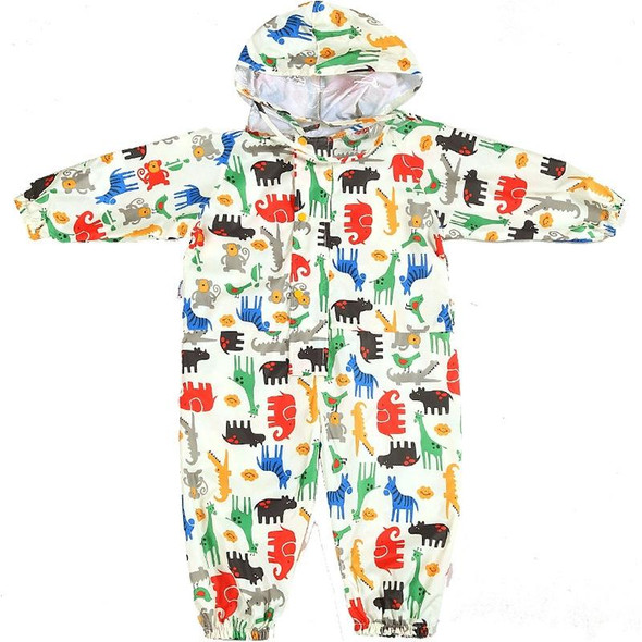 Siamese Children Raincoat  Print Thin Section Hooded  Raincoat, Size: XL(Blue)