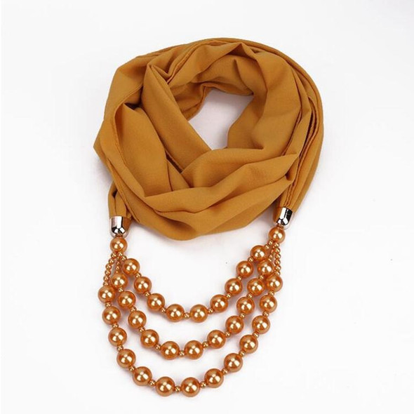 2 PCS National Style Scarf with Imitation Pearl Necklace(Apricot)