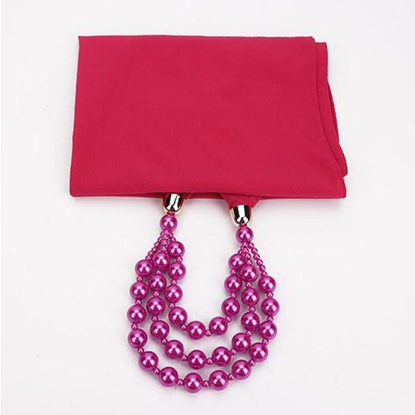 2 PCS National Style Scarf with Imitation Pearl Necklace(Rose red)