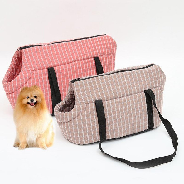 Outside Travel Puppy Dogs Breathable Carrying Plaid Shoulder Bags for Pet Dogs Cats, Size:S (Pink)