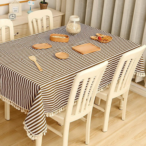 Cloth Cotton Dining Tablecloth Decoration Cloth, Size:60x90cm(Brown Stripe)