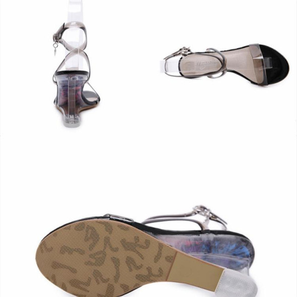 Transparent PVC Peep Toe Stiletto High-Heeled, Shoe Size:35(Black)
