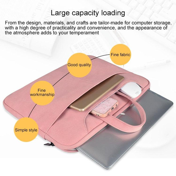 ST06S Waterproof PU Leather Zipper Hidden Portable Strap One-shoulder Handbag for 15.6 inch Laptops, with Magic Stick & Suitcase Belt (Pink)