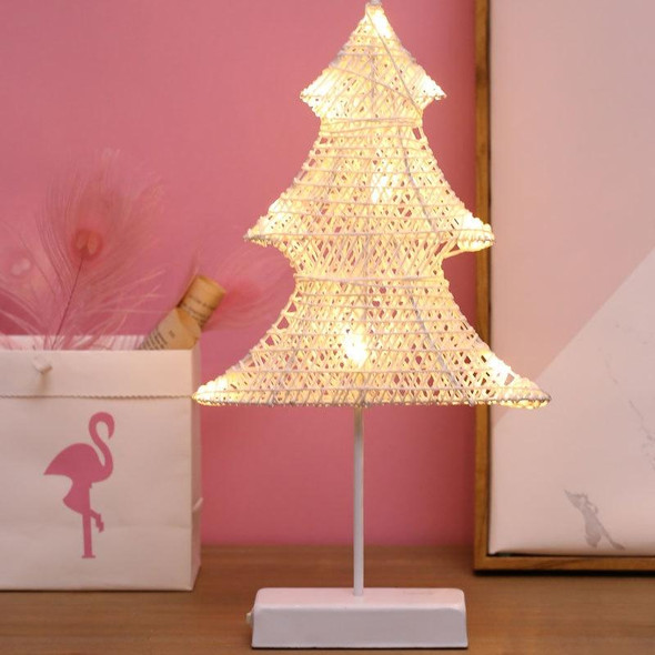 Christmas Tree Shape Rattan Romantic LED Holiday Light with Holder, Warm Fairy Decorative Lamp Night Light for Christmas, Wedding, Bedroom(Warm White)