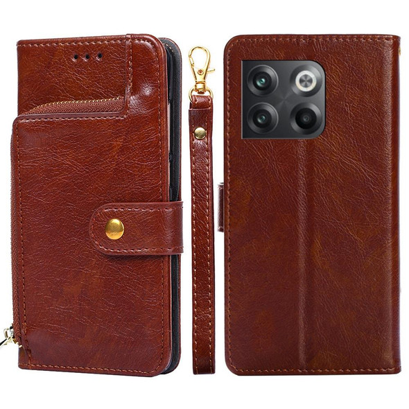 For OnePlus Ace Pro 5G Zipper Bag Leatherette Phone Case(Brown)