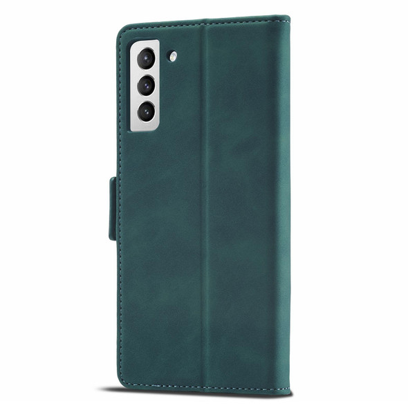 For Samsung Galaxy S21 5G Forwenw Dual-side Buckle Leatherette Phone Case(Dark Cyan)