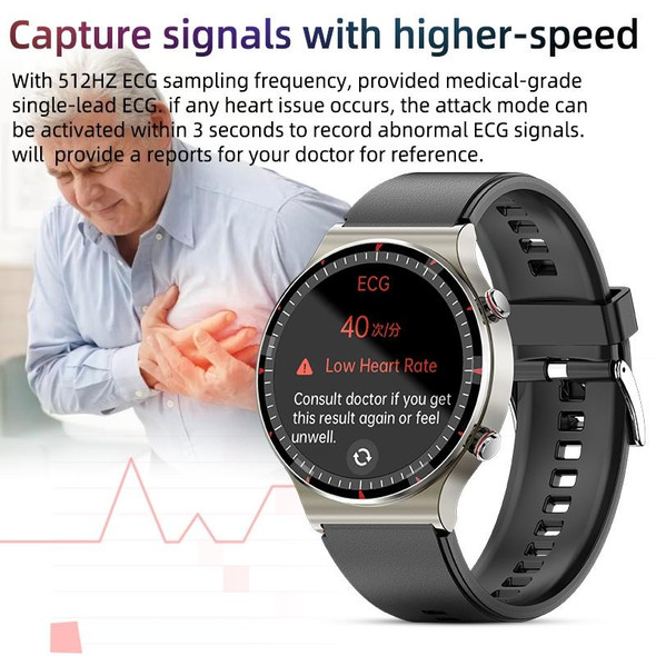 G08 1.3 inch TFT Screen Smart Watch, Support Medical-grade ECG Measurement/Women Menstrual Reminder, Style:TPU Strap(Black)