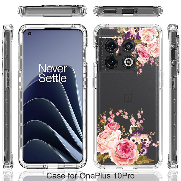 For OnePlus 10 Pro PC+TPU Transparent Painted Phone Case(Pink Rose)