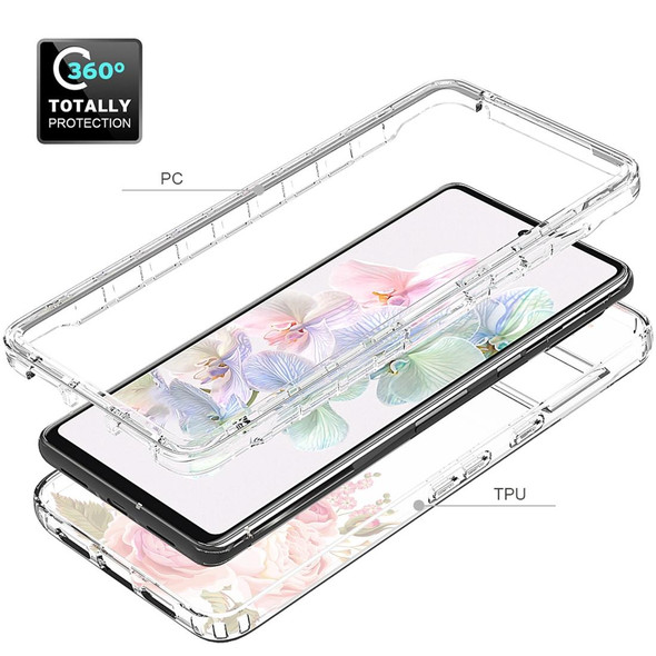 For Google Pixel 7 PC+TPU Transparent Painted Phone Case(Pink Rose)