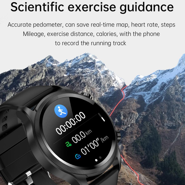 E400 1.39 inch HD Round Screen TPU Watch Strap Smart Watch Supports ECG Monitoring/Non-invasive Blood Sugar(Black)