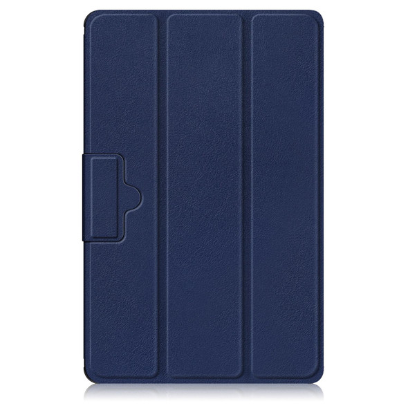 For Lenovo Tab M10 10.1 3rd Gen 3-folding Magnetic Buckle Custer Texture Leatherette Smart Tablet Case(Dark Blue)