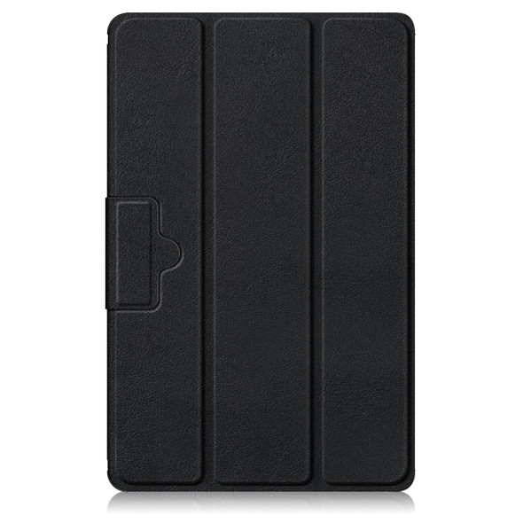 For Lenovo Tab M10 10.1 3rd Gen 3-folding Magnetic Buckle Custer Texture Leatherette Smart Tablet Case(Black)