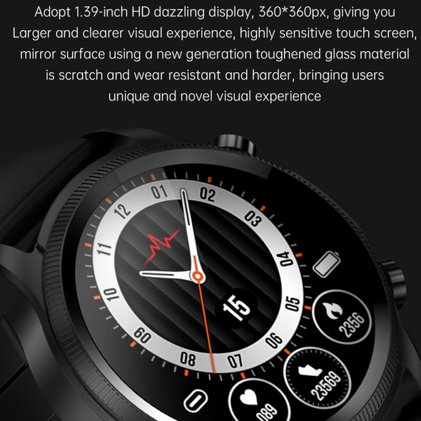 E400 1.39 inch HD Round Screen Leatherette Strap Smart Watch Supports ECG Monitoring/Non-invasive Blood Sugar(Brown)