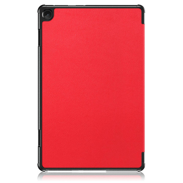 For Lenovo Tab M10 10.1 3rd Gen 3-folding Magnetic Buckle Custer Texture Leatherette Smart Tablet Case(Red)