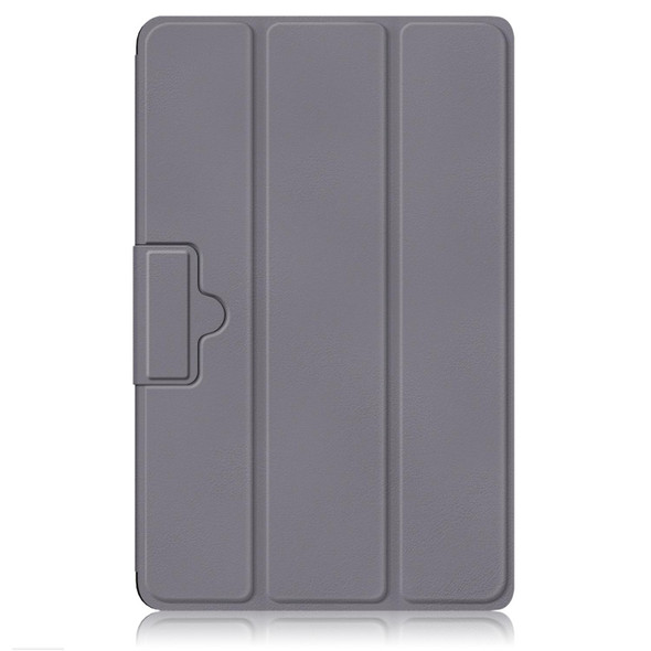 For Lenovo Legion Y700 3-folding Magnetic Buckle Custer Texture Leatherette Smart Tablet Case(Grey)