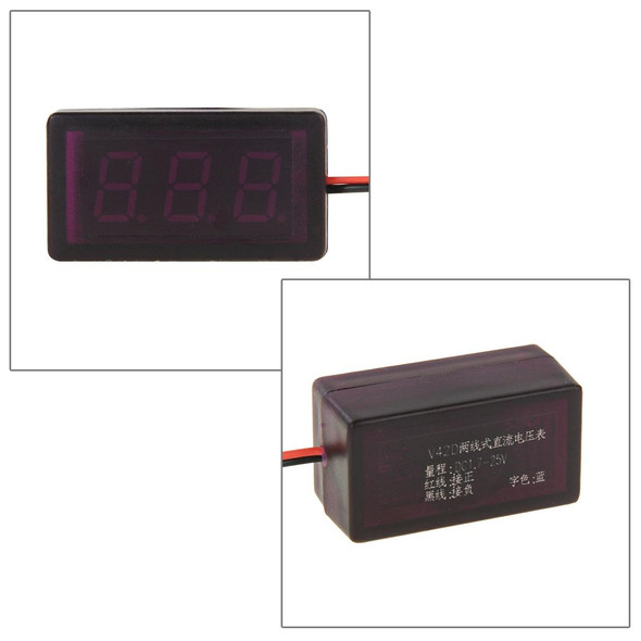 V42D 2 Wires Green Light Display Mini Digital Voltage Panel Meter, Measure Voltage: DC DC 1.7-25V