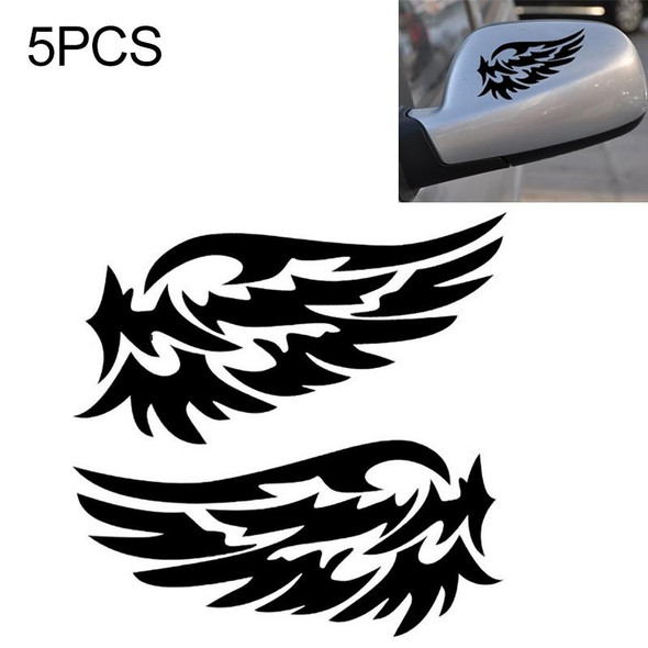 5 PCS Guardian Angel Wings Lovely Reflective Car Stickers Fashion Car Rearview Mirror Decal (Black)