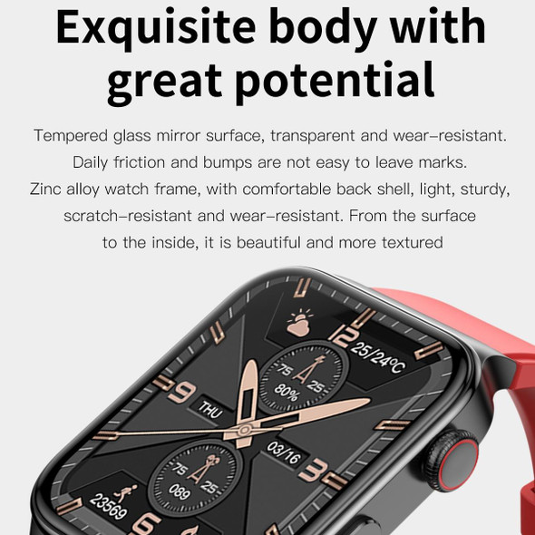 E500 1.83 inch HD Square Screen Leatherette Watch Strap Smart Watch Supports ECG Monitoring / Non-invasive Blood Sugar(Black)