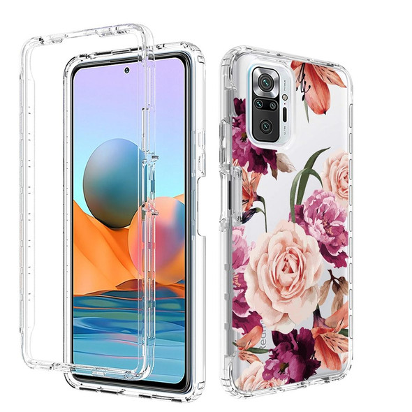 For Xiaomi Redmi Note 10 Pro PC+TPU Transparent Painted Phone Case(Purple Floral)