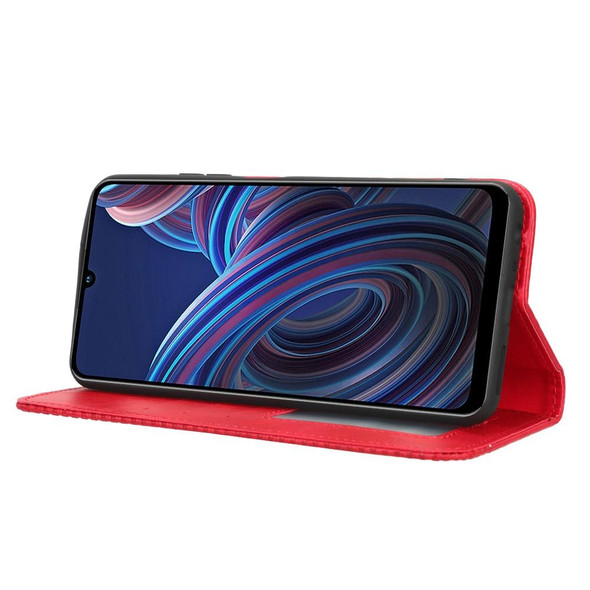 For ZTE Blade A72 5G Magnetic Buckle Retro Texture Leather Phone Case(Red)