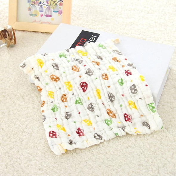 2 PCS Cotton 6-layer Gauze Saliva Towel Seersucker Small Square Scarf(Mushroom)