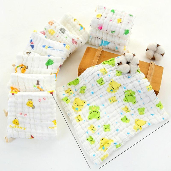 2 PCS Cotton 6-layer Gauze Saliva Towel Seersucker Small Square Scarf(Five-colored Bear Head)