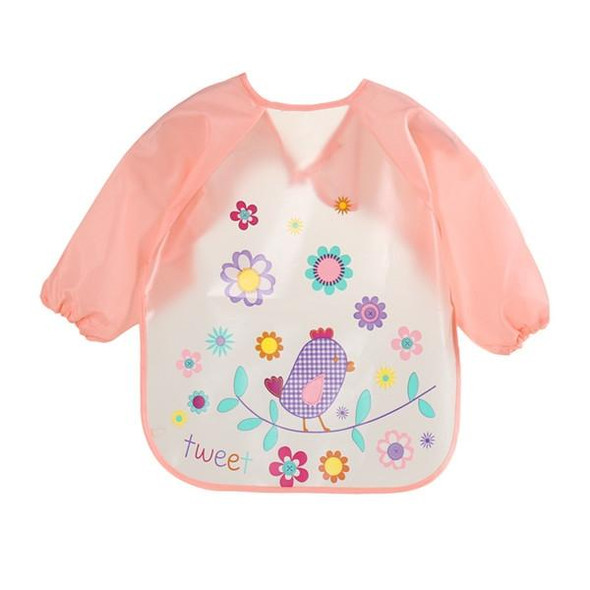 Baby Bibs Waterproof Long Sleeve Apron, Size:One Size(Pink Bird)