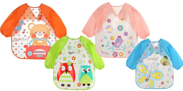 Baby Bibs Waterproof Long Sleeve Apron, Size:One Size(Owls)