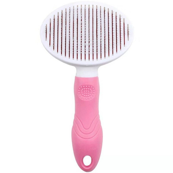 Pet Cat and Dog Hair Removal Beauty Modeling Comb Automatic Hair Loss Self-cleaning Needle Comb(Pink)