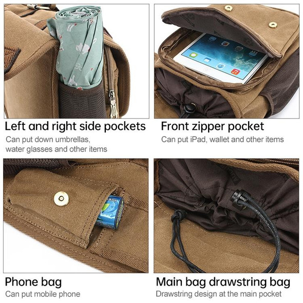 AUGUR 2136 Men Multi-function Retro Canvas Knight Bag Shoulder Messenger Crossby Bag (Coffee)