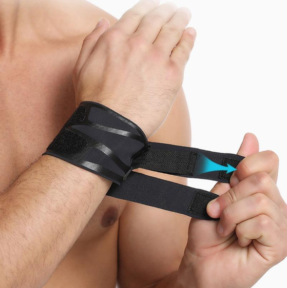 2 PCS Sports Breathable Leatherette Wristband Fitness Anti-Sprain Compression Strap (Black)