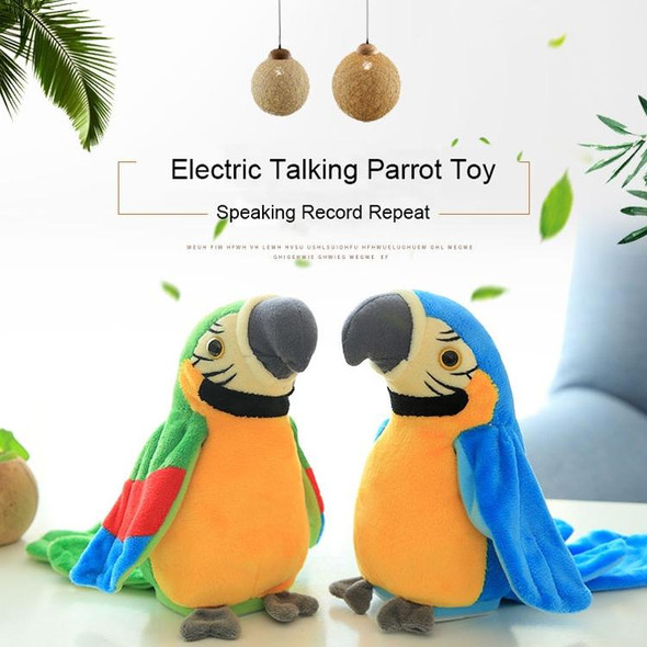 Plush Toy Parrots Recording Talking Parrots Will Twist the Fan Wings Children Toys, Size:Height 18cm(Blue)