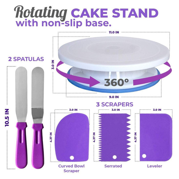 12 PCS/Set Cake Turntable Set Decorating Table Decorating Mouth Silicone Bag Baking DIY Combination