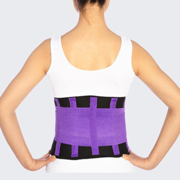 Men and Women Neoprene Lumbar Waist Support Unisex Exercise Weight Loss Burn Shaper Gym Fitness Belt, Size:L(Purple)