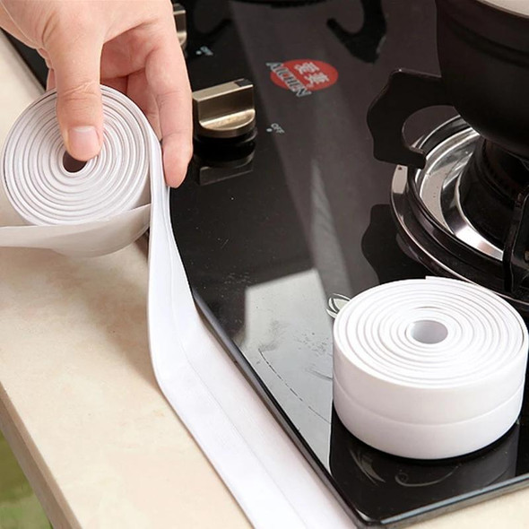 Durable PVC Material Waterproof Mold Proof Adhesive Tape  Kitchen Bathroom Wall Sealing Tape, Width:3.8cm x 3.2m(White)
