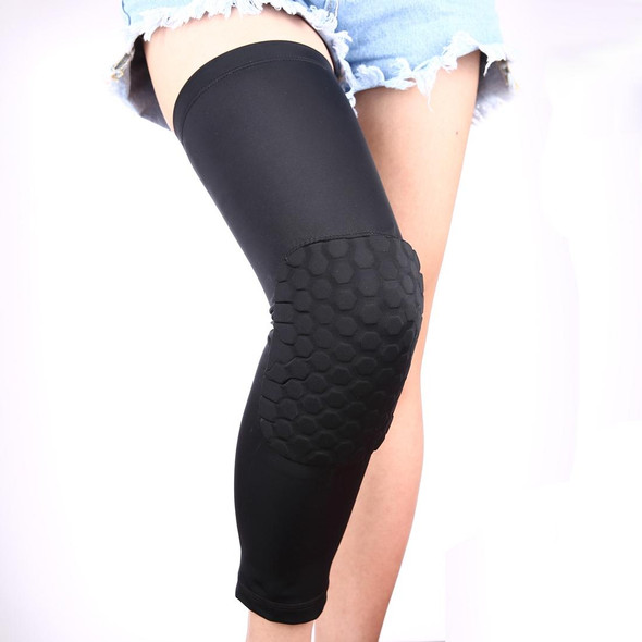 1 PC Beehive Shaped Sports Collision-resistant Lycra Elastic Knee Support Guard, Long Version, Size: XL(Black)
