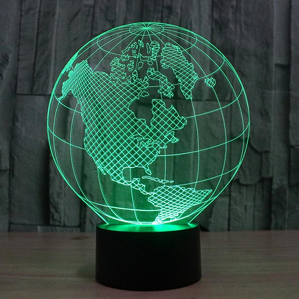 America Globe Style 3D Touch Switch Control LED Light , 7 Colour Discoloration Creative Visual Stereo Lamp Desk Lamp Night Light