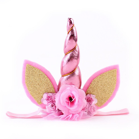 Children Fashion Lovely Unicorn Flower Shape Party Decorative Hair Hoop(Pink)