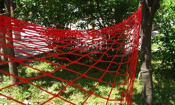 2 PCS Hanging Nylon Mesh Rope Hammock Sleeping Hanging Bed for Hiking / Camping / Outdoor Travel / Sports / Beach / Yard(Red)