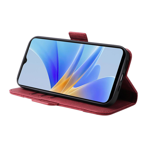 For OPPO A17 BETOPNICE Dual-side Buckle Leatherette Phone Case(Red)