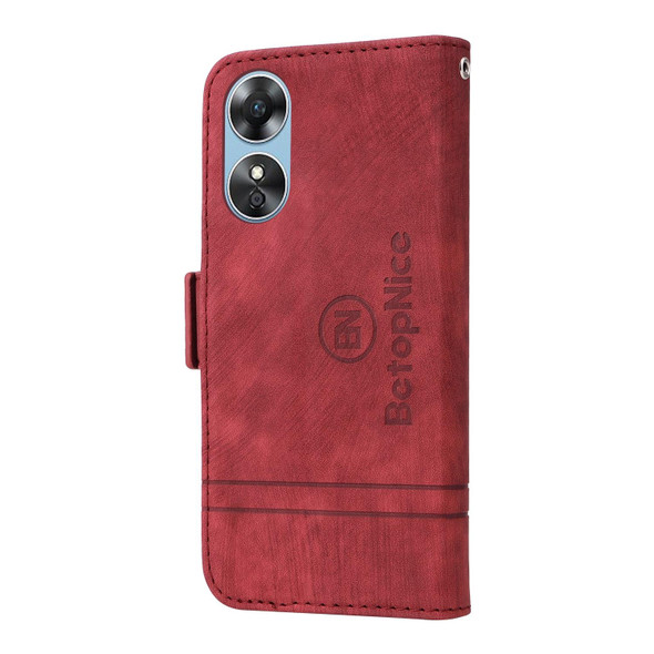 For OPPO A17 BETOPNICE Dual-side Buckle Leatherette Phone Case(Red)