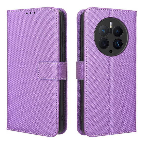 For Huawei Mate 50 Pro Diamond Texture Leatherette Phone Case(Purple)
