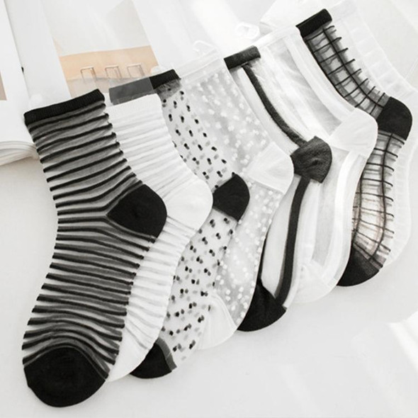 10 Pairs Sexy Lace Mesh Fiber Transparent Stretch Socks(horizontal black bare socks)