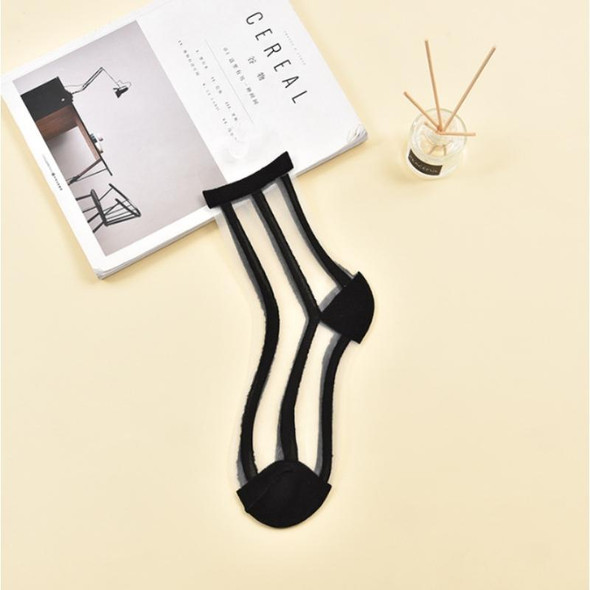 10 Pairs Sexy Lace Mesh Fiber Transparent Stretch Socks(vertical black bare socks)