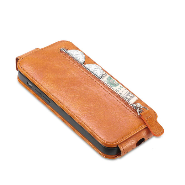 For ZTE Axon 30S Zipper Wallet Vertical Flip Leather Phone Case(Brown)