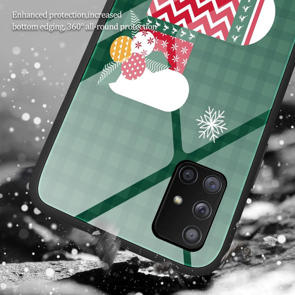 For Samsung Galaxy A71 4G Christmas Glass Phone Case(Snowman)