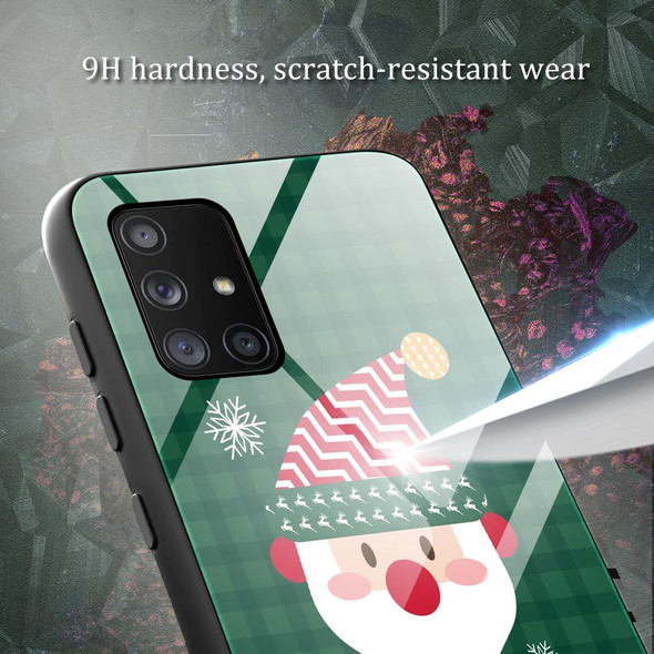 For Samsung Galaxy A51 4G Christmas Glass Phone Case(Snowman)