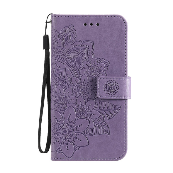 Google Pixel 6 Pro 7-petal Flowers Embossing Pattern Horizontal Flip PU Leather Case with Holder & Card Slots & Wallet & Photo Frame(Light Purple)