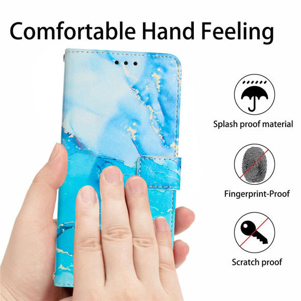 For Xiaomi Redmi Note 11 Pro 4G Global Crossbody Painted Marble Pattern Leather Phone Case(Blue Green)